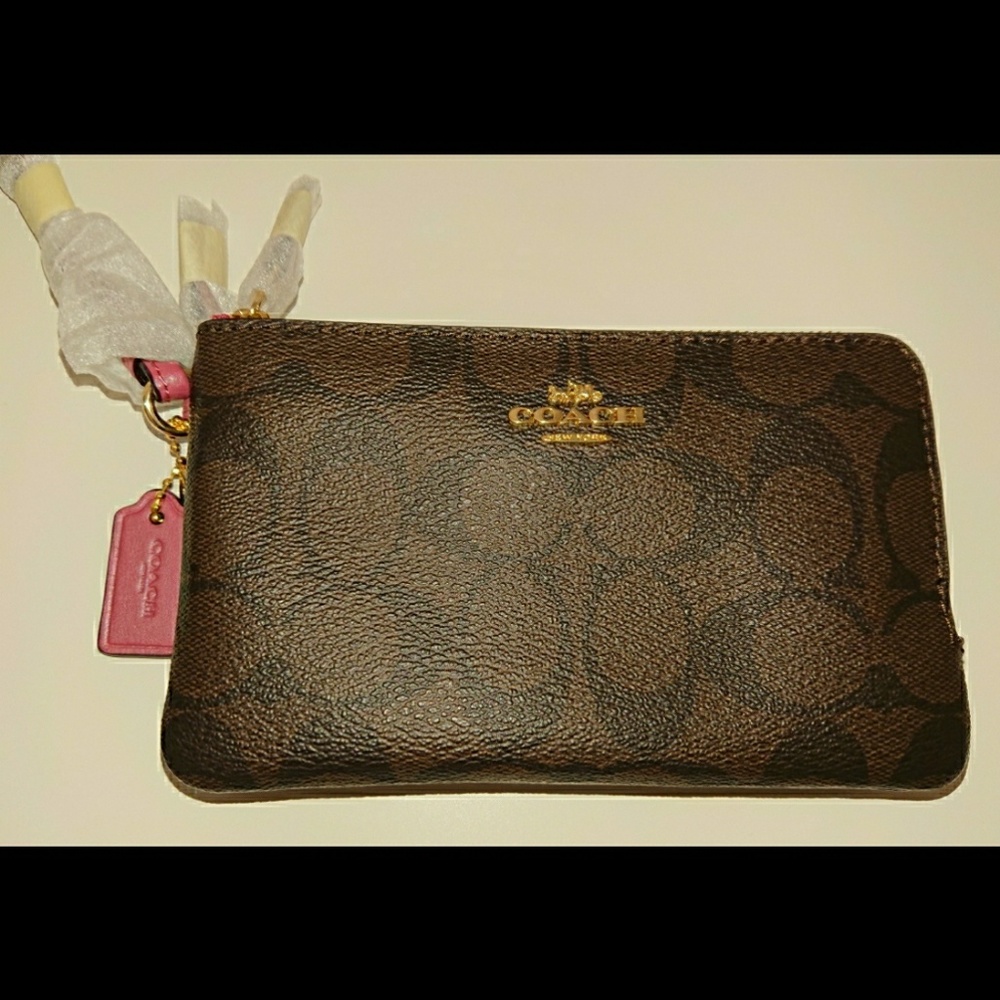Coach f87591 new signature double wristlet brown